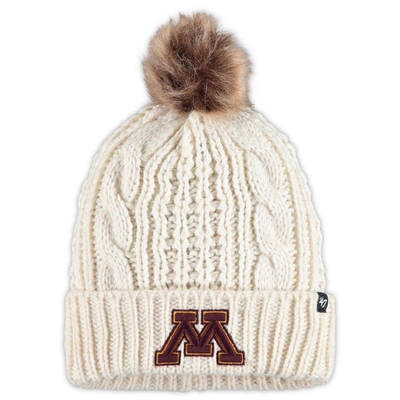 47 ' White Minnesota Golden Gophers Logo Cuffed Knit Hat With Pom In Cream