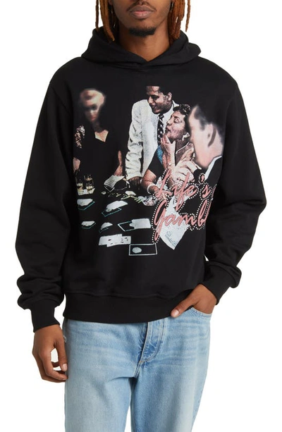 Renowned Life's A Gamble Cotton Graphic Hoodie In Black