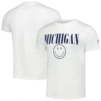 League Collegiate Wear White Michigan Wolverines Smiley All American T-shirt