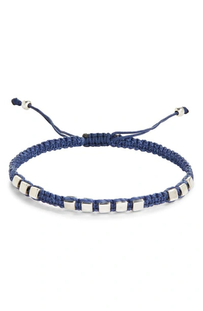 Caputo & Co . Eleven Silver Macramé Bracelet In Navy