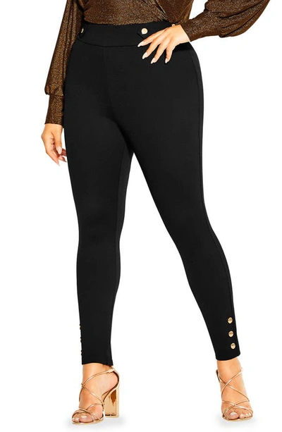 City Chic Party Fever High Waist Skinny Trousers In Black