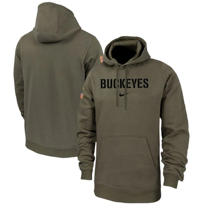 Nike Olive Ohio State Buckeyes Military Pack Club Fleece Pullover Hoodie In Green