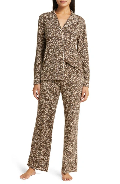 Nordstrom Moonlight Eco Knit Pajamas In Tan Leopard Spots