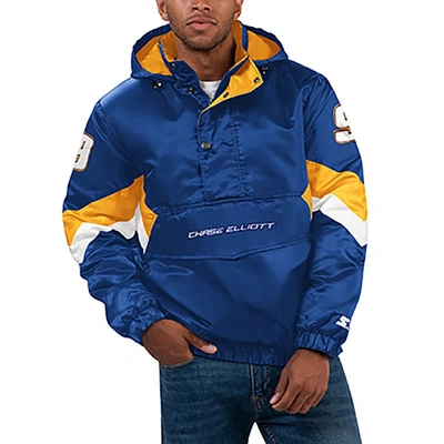 Starter Royal Chase Elliott Home Team Satin Half-zip Hoodie