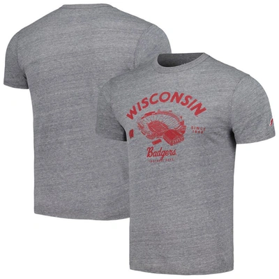 League Collegiate Wear Heather Grey Wisconsin Badgers Stadium Victory Falls Tri-blend T-shirt