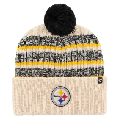 47 '  Natural Pittsburgh Steelers  Tavern Cuffed Knit Hat With Pom In Cream