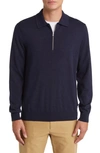 Nn07 Quarter Zip Wool Polo Sweater In Navy Multi