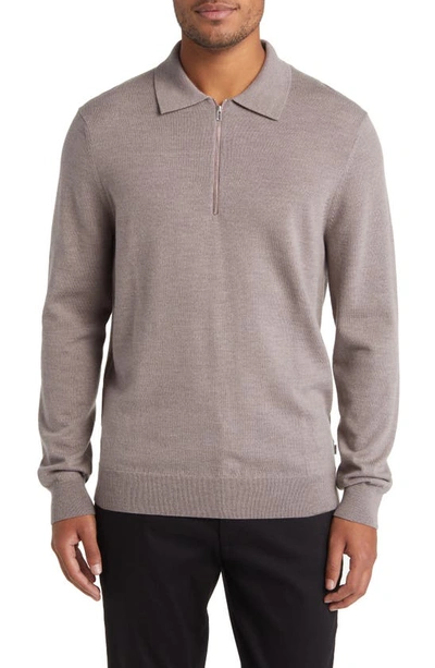 Nn07 Quarter Zip Wool Polo Sweater In Stone