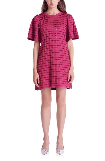 English Factory Tiered Jersey Minidress In Berry