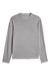 John Varvatos Crewneck Long Sleeve T-shirt In Med Grey