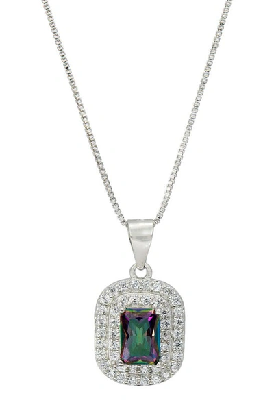 Savvy Cie Jewels Mystic Quartz & Cz Pendant Necklace In Silver