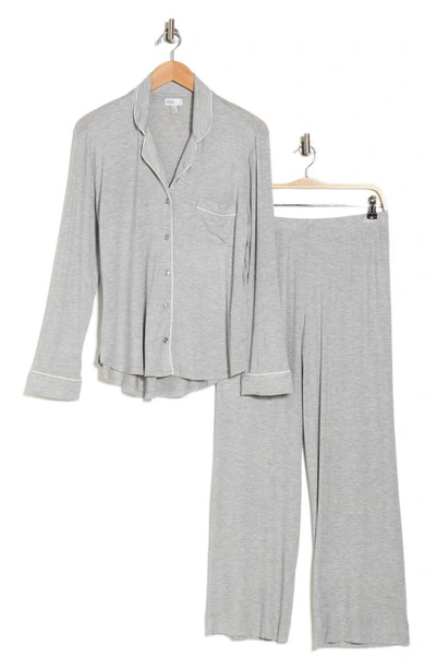 Nordstrom Rack Tranquility Long Sleeve Shirt & Pants Two-piece Pajama Set In Grey Heather