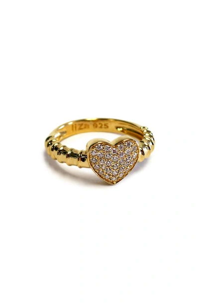 Liza Schwartz Pavé Cz Heart Ring In Gold