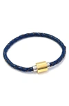 Liza Schwartz Leather Bracelet In Navy Blue