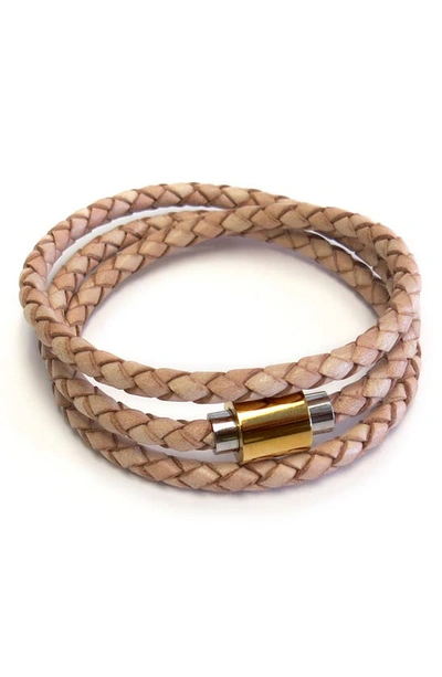 Liza Schwartz Triple Wrap Leather Bracelet In Camel