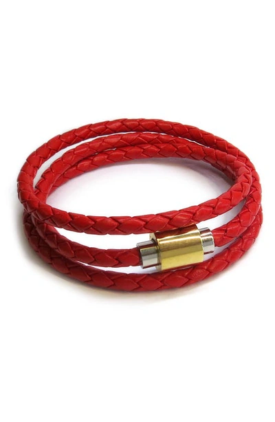 Liza Schwartz Triple Wrap Leather Bracelet In Red