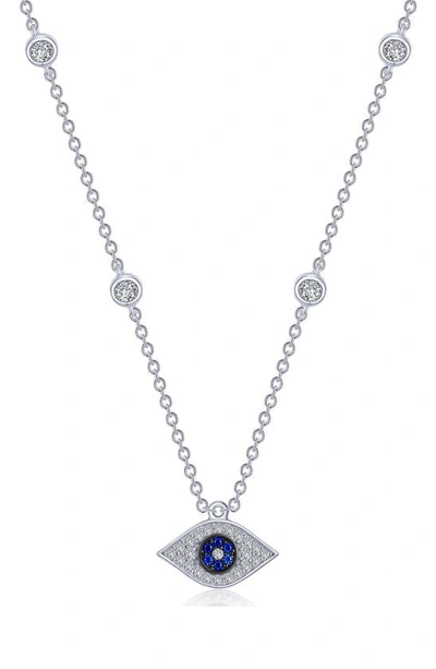 Lafonn Simulated Diamond & Lab Grown Sapphire Evil Eye Necklace In White/ Sapphire