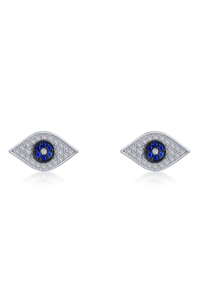 Lafonn Simulated Diamond & Lab Created Sapphire Evil Eye Stud Earrings In White/ Sapphire