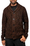 X-ray Cable Knit Button-down Sweater In Sienna/ Black