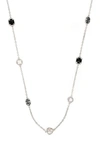 Judith Ripka Hematite & White Agate Station Necklace In Silver/ Hematite/ White Agate