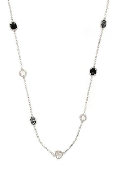 Judith Ripka Hematite & White Agate Station Necklace In Silver/ Hematite/ White Agate