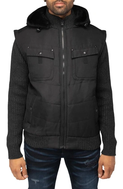 X-ray Lightly Insultated Shearling Lined Hooded Sweater Jacket In Charcoal