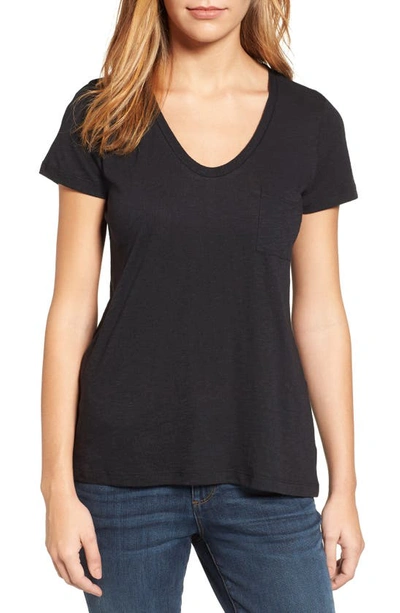 Caslon U-neck T-shirt In Black