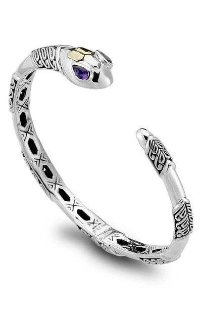 Samuel B. Sterling Silver & 18k Gold Amethyst Snake Bangle Bracelet In Purple