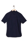 Allsaints Riviera Short Sleeve Button-up Shirt In Fairbank Navy