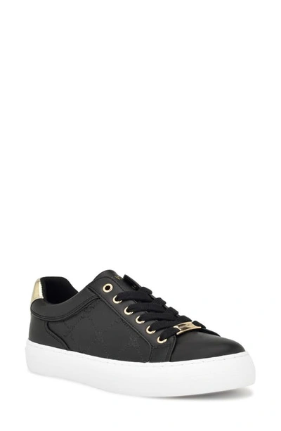 Nine West Givens Sneaker In Black/ Gold