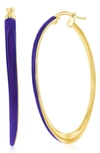 Simona Enamel Oval Hoop Earrings In Purple