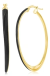 Simona Enamel Oval Hoop Earrings In Black