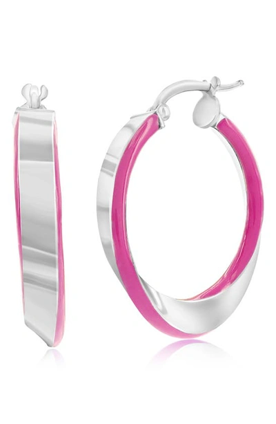 Simona Enamel Hoop Earrings In Pink
