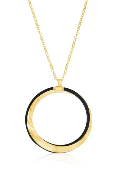 Simona Enamel Twist Pendant Necklace In Black