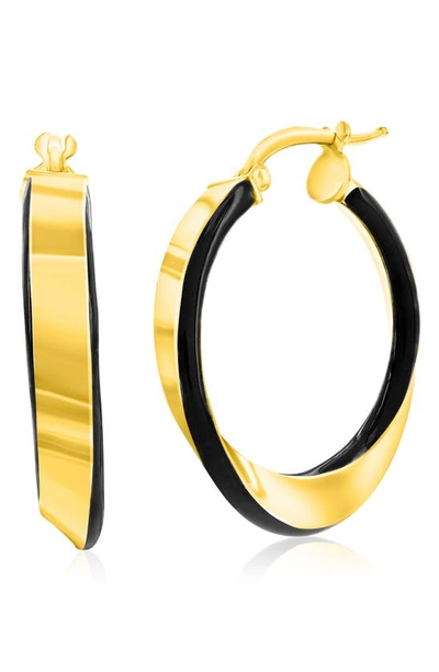 Simona Enamel Hoop Earrings In Black