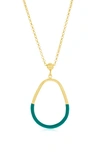 Simona Enamel Pear Pendant Necklace In Petrolio