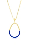Simona Enamel Pear Pendant Necklace In Blue