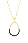 Simona Enamel Pear Pendant Necklace In Black