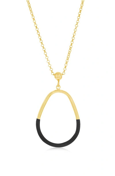 Simona Enamel Pear Pendant Necklace In Black