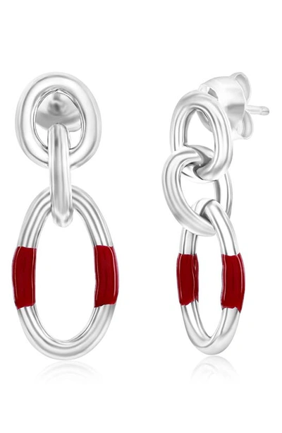 Simona Enamel Chain Drop Earrings In Red