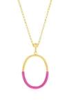 Simona Rose Enamel Oval Pendant Necklace In Gold