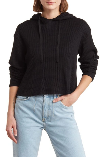 Abound Waffle Knit Crop Pullover Hoodie In Black Jet