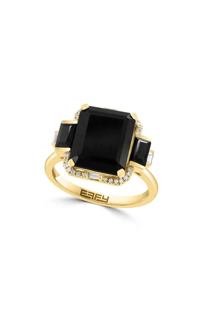 Effy 14k Yellow Gold Onyx, Black Spinel & Diamond Ring
