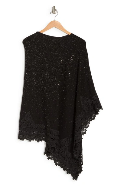 La Fiorentina Lace Trim Poncho In Black