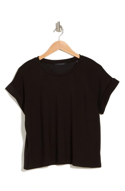 T Tahari Roll Sleeve Scuba Top In Black