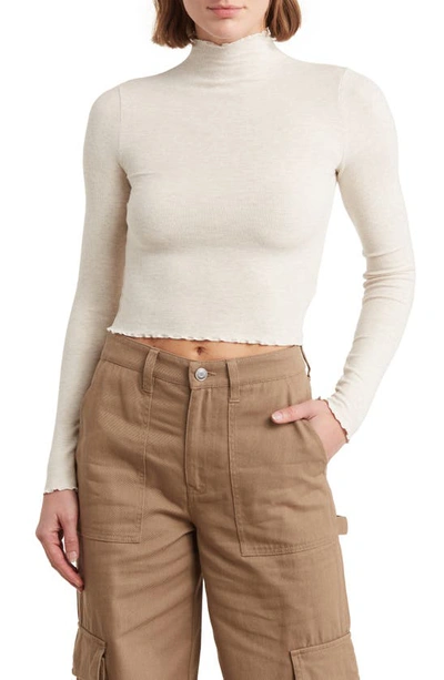 Abound Everyday Long Sleeve Crop Top In Beige Oatmeal Light Heather