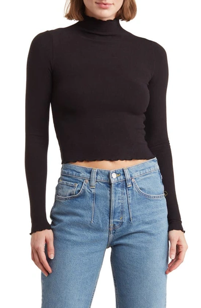 Abound Everyday Long Sleeve Crop Top In Black Jet