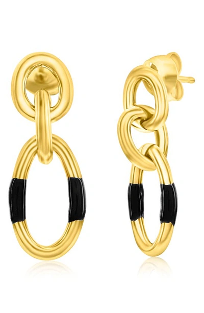 Simona Enamel Chain Drop Earrings In Black