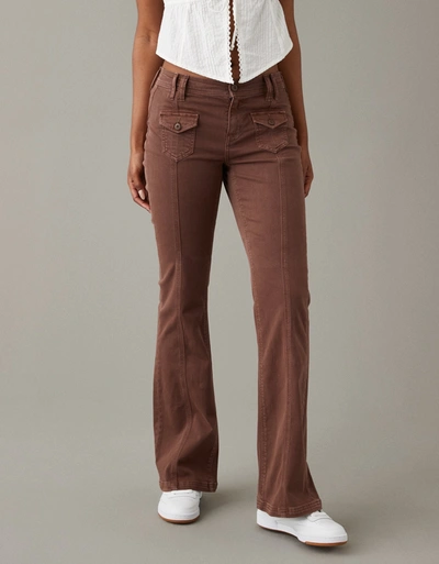 American Eagle Outfitters Ae Stretch Low-rise Relaxed Flare Pant In Brown