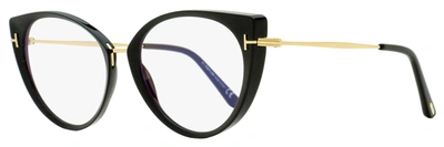 Tom Ford Women's Blue Block Eyeglasses Tf5815b 001 Black/gold 54mm In Multi